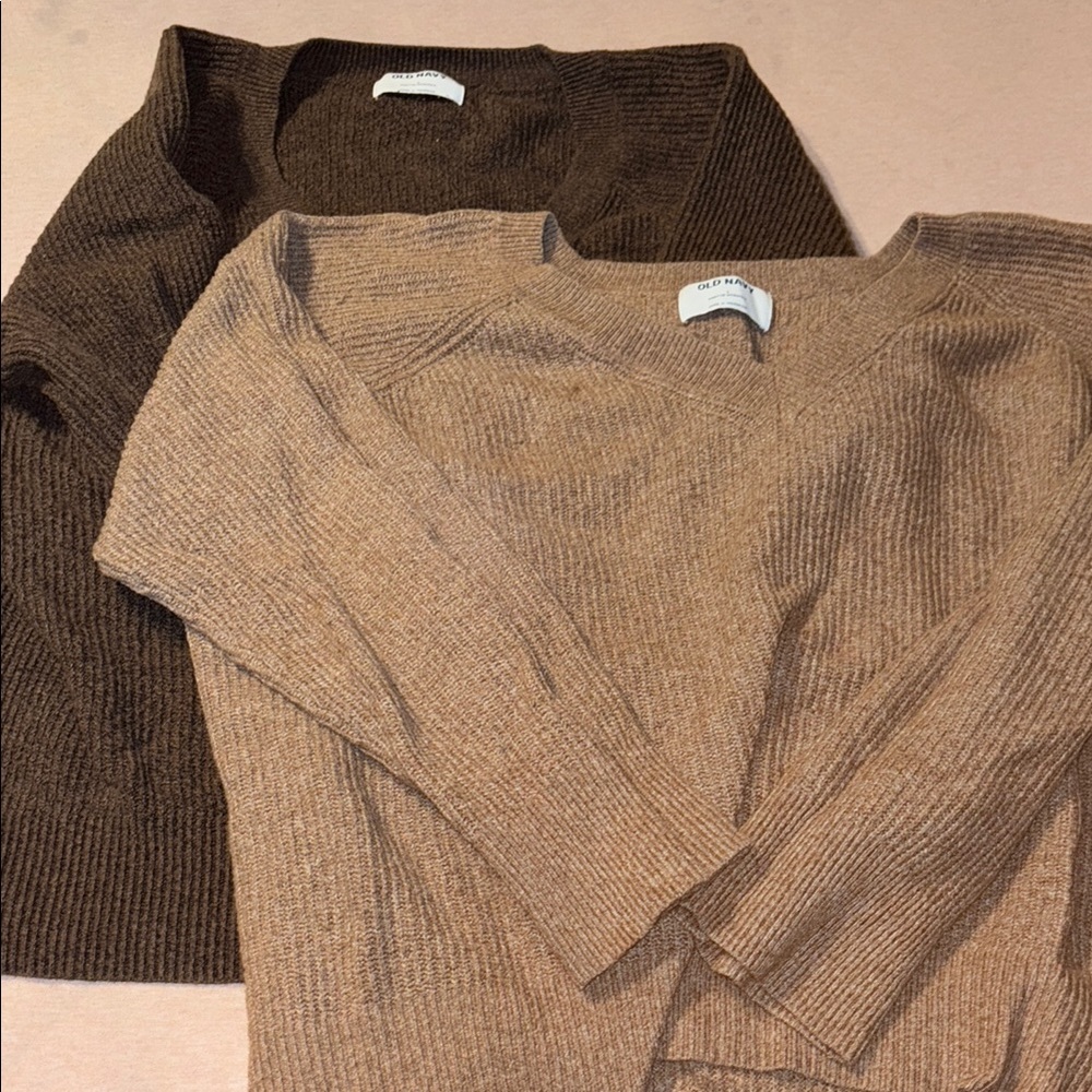 Brown and Tan Ribbed Sweaters